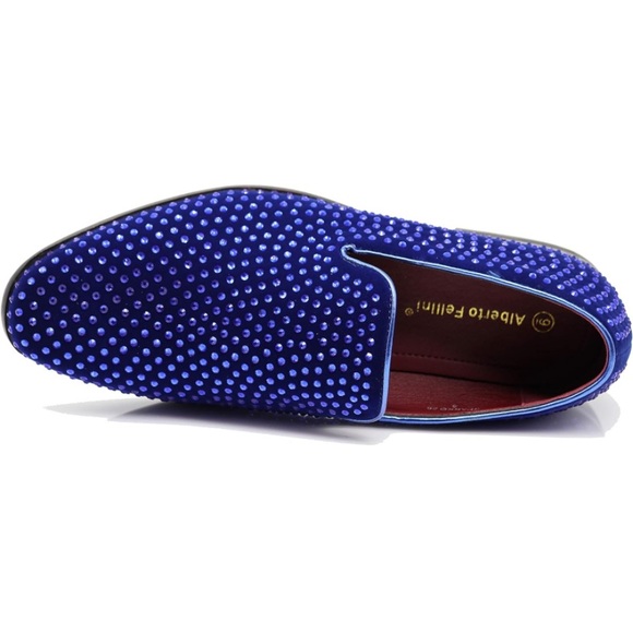 Velvet Rhinestone Designer Dress Loafers Slip On Classic Tuxedo Dress Shoes - Picture 2 of 11